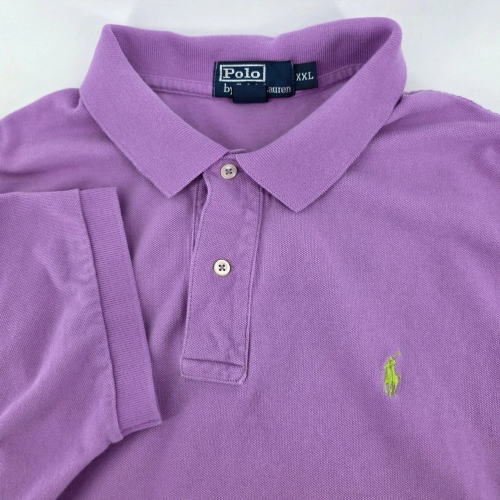 Polo Ralph Lauren Polo Shirt Mens XXL Heritage Pique Cotton Purple Vintage